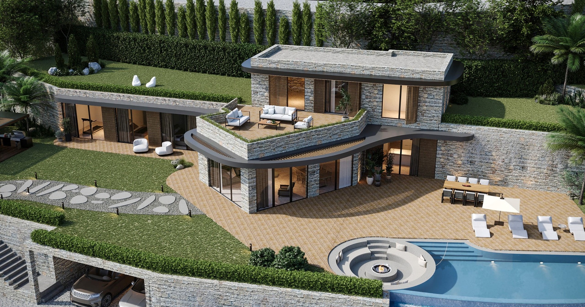 Evart Mansion deniz manzarasına yönlenen yapılar